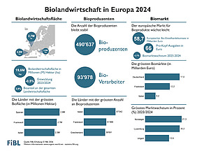 Infografik zur Biolandwirtschaft in Europa 2024.