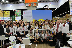 Representatives of the organic movement in a group picture in the Ukrainian Pavilion.