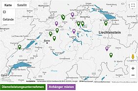 Google Maps Karte der Schweiz.