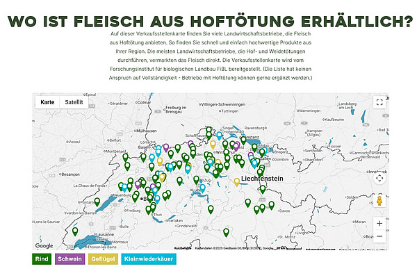 Screenshot von hoftoetung-schweiz.ch mit Karte.