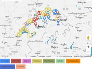 Karte der Versuchsnetzwerke im Bereich Spezialkulturen