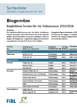 Sortenliste Biogemüse