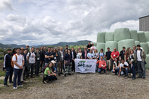 Group photo on the FiBL farm with all participants of the OH-FINE 2026 project excursion.