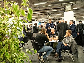 People in an exhibition hall