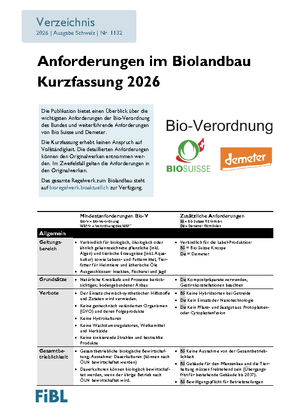 Anforderungen im Biolandbau - Kurzfassung