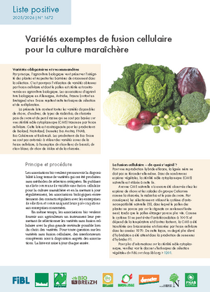 Variétés exemptes de fusion cellulaire pour la culture maraîchère