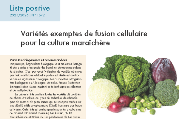 Cover: Variétés exemptes de fusion cellulaire pour la culture maraîchère