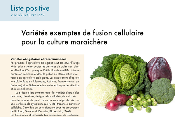 Cover Variétés exemptes de fusion cellulaire pour la culture maraîchère
