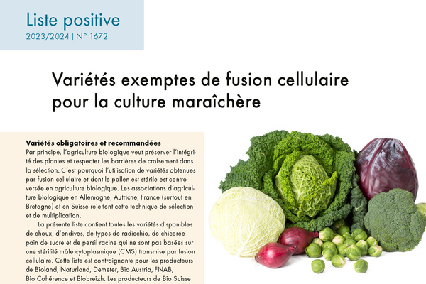 Cover: Variétés exemptes de fusion cellulaire pour la culture maraîchère