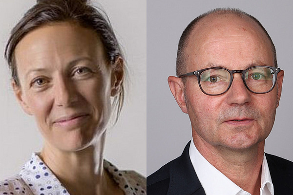 Porträtbilder von einer Frau und einem Mann. 