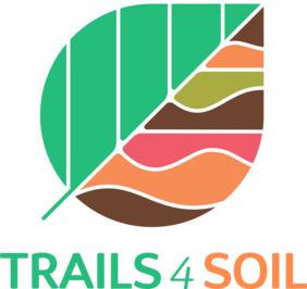 Project logo consisting of a leaf and the title "TRAILS4SOIL".