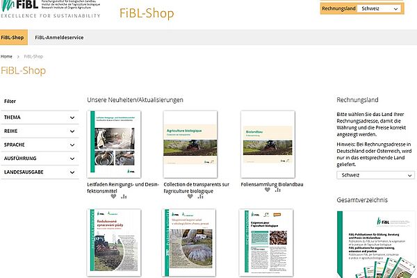 Screenshot des FiBL-Shops.