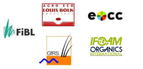 Bild mit Logos vom FiBL, Louis Bolk Institute, GfRS, eocc und IFOAM Organic International