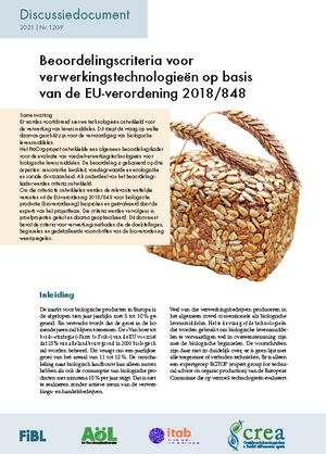 Beoordelingscriteria voor verwerkings- technologieën op basis van de EU-verordening 2018/848