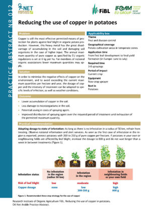 Reducing the use of copper in potatoes