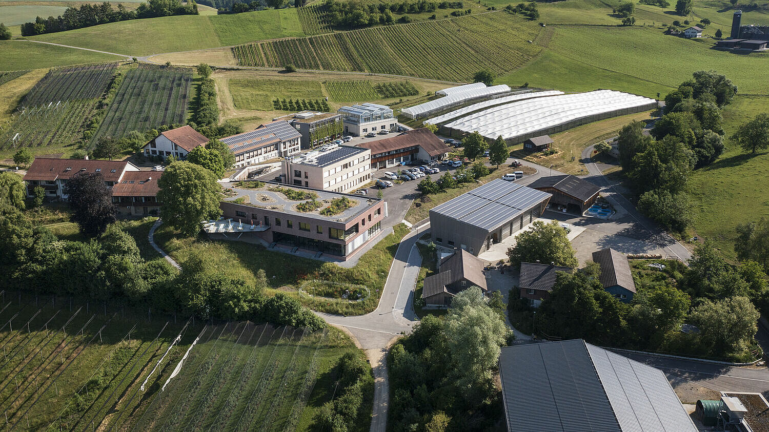 Vue aérienne du FiBL à Frick (photo Keystone)