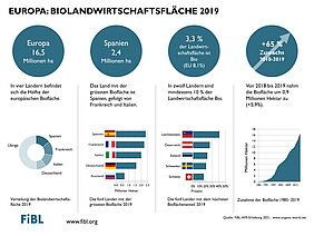 Infografik zur Biolandwirtschaftsfläche 2019 in Europe