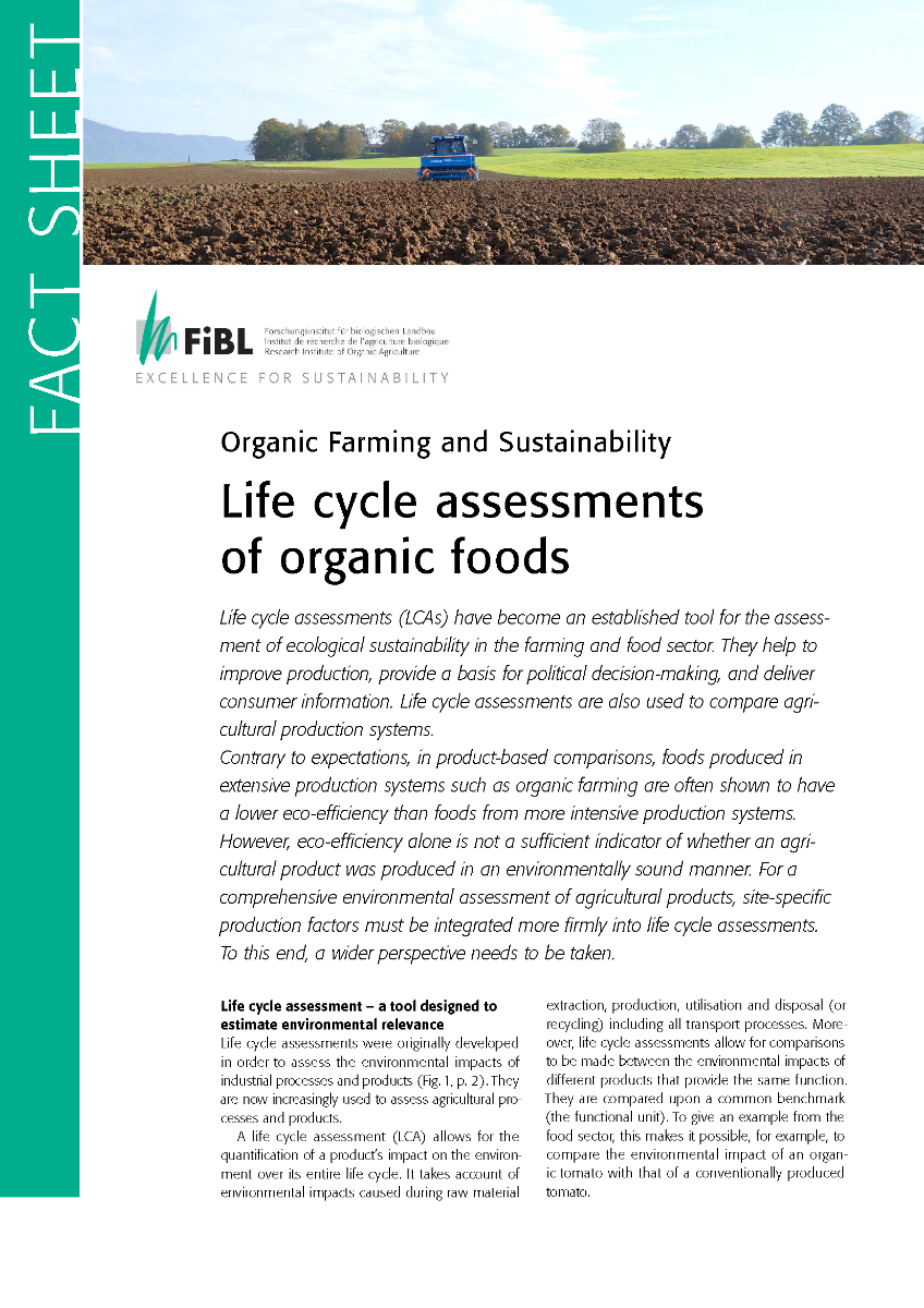 Cover: Life cycle assessments of organic foods