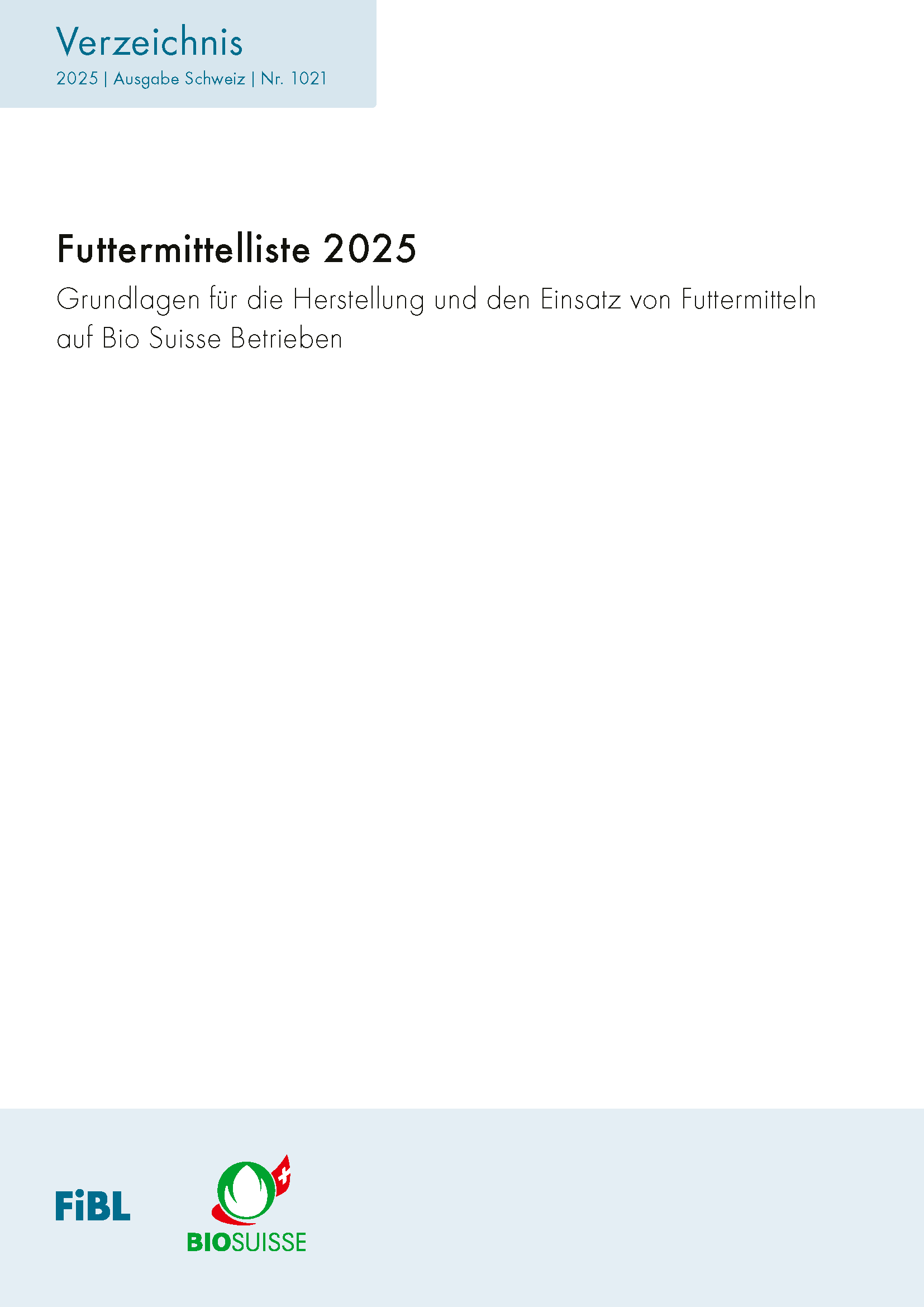 Cover: Futtermittelliste 2020