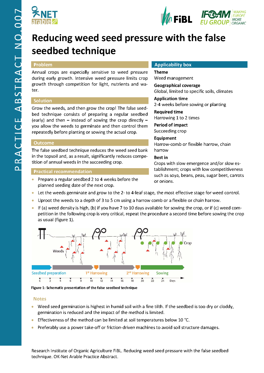 Cover: Reducing weed seed pressure with the false seedbed technique
