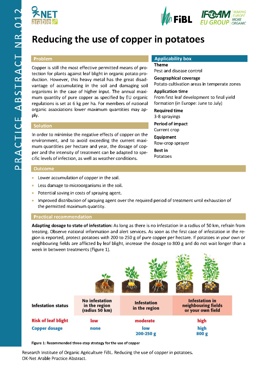 Cover: Reducing the use of copper in potatoes