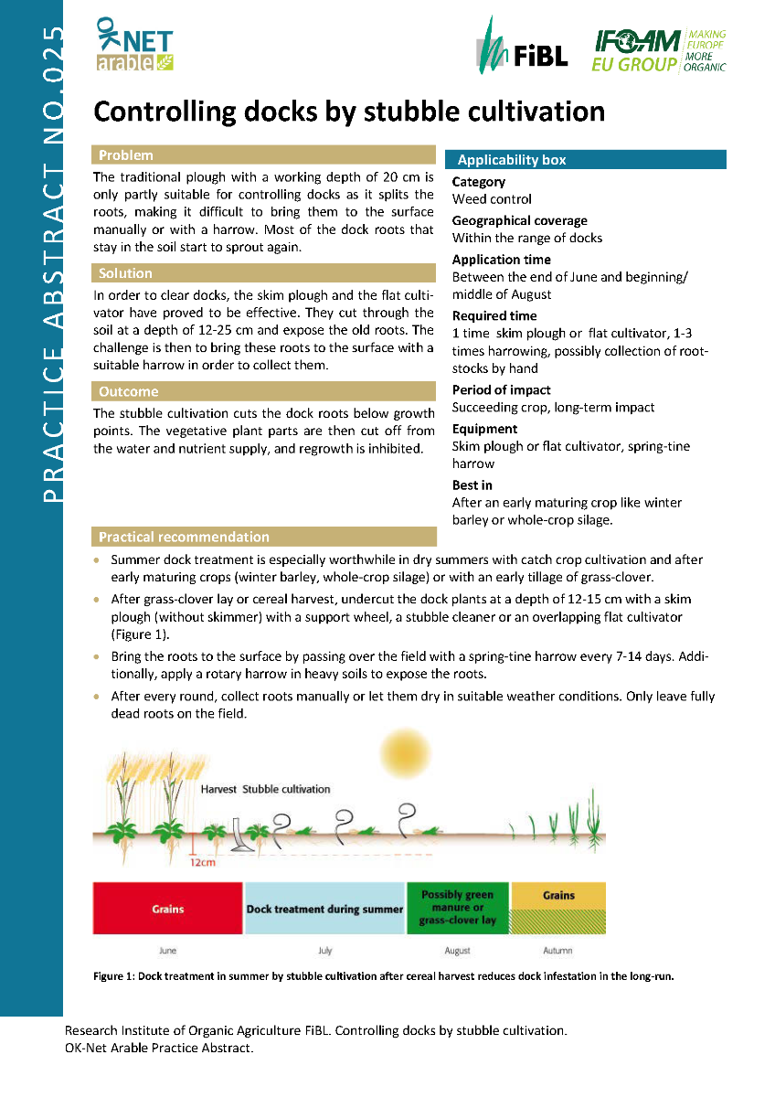 Cover: Controlling docks by stubble cultivation