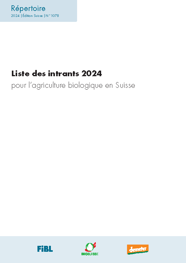 Cover: Liste des intrants 2020