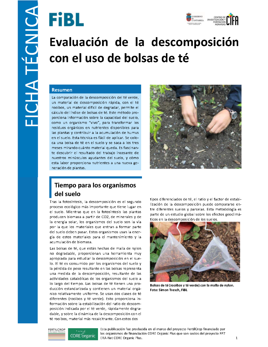 Cover: Evaluación de la descomposición con el uso de bolsas de té