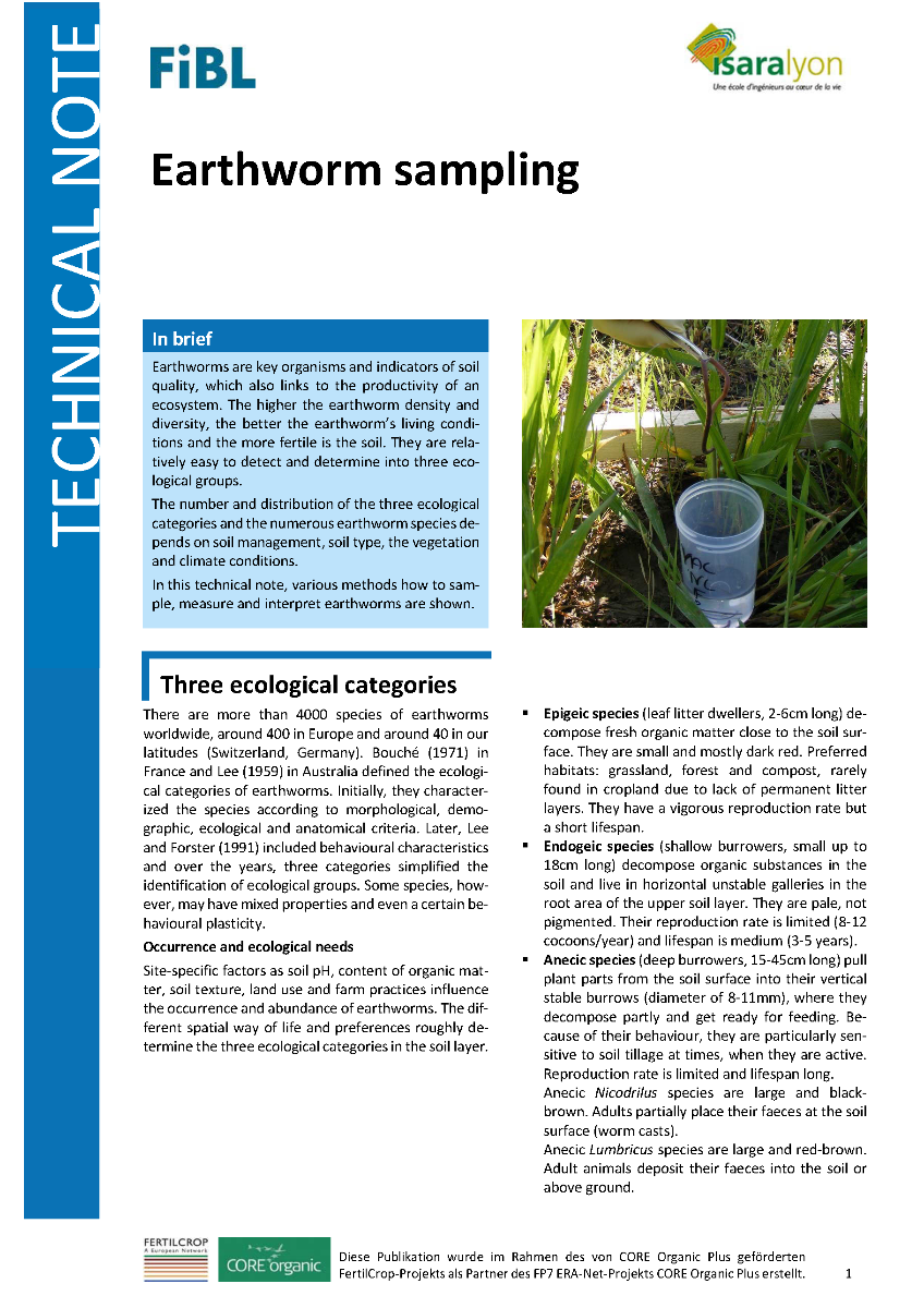 Cover: Earthworm sampling