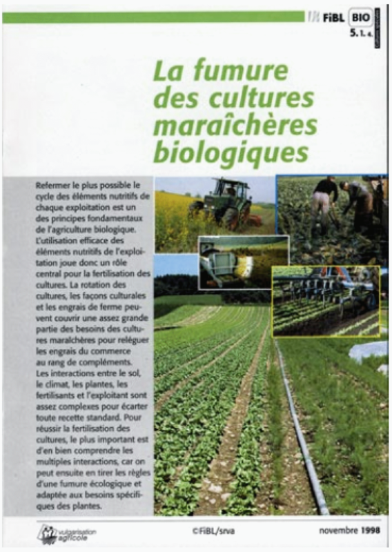 Cover: La fumure des cultures maraîchères biologiques