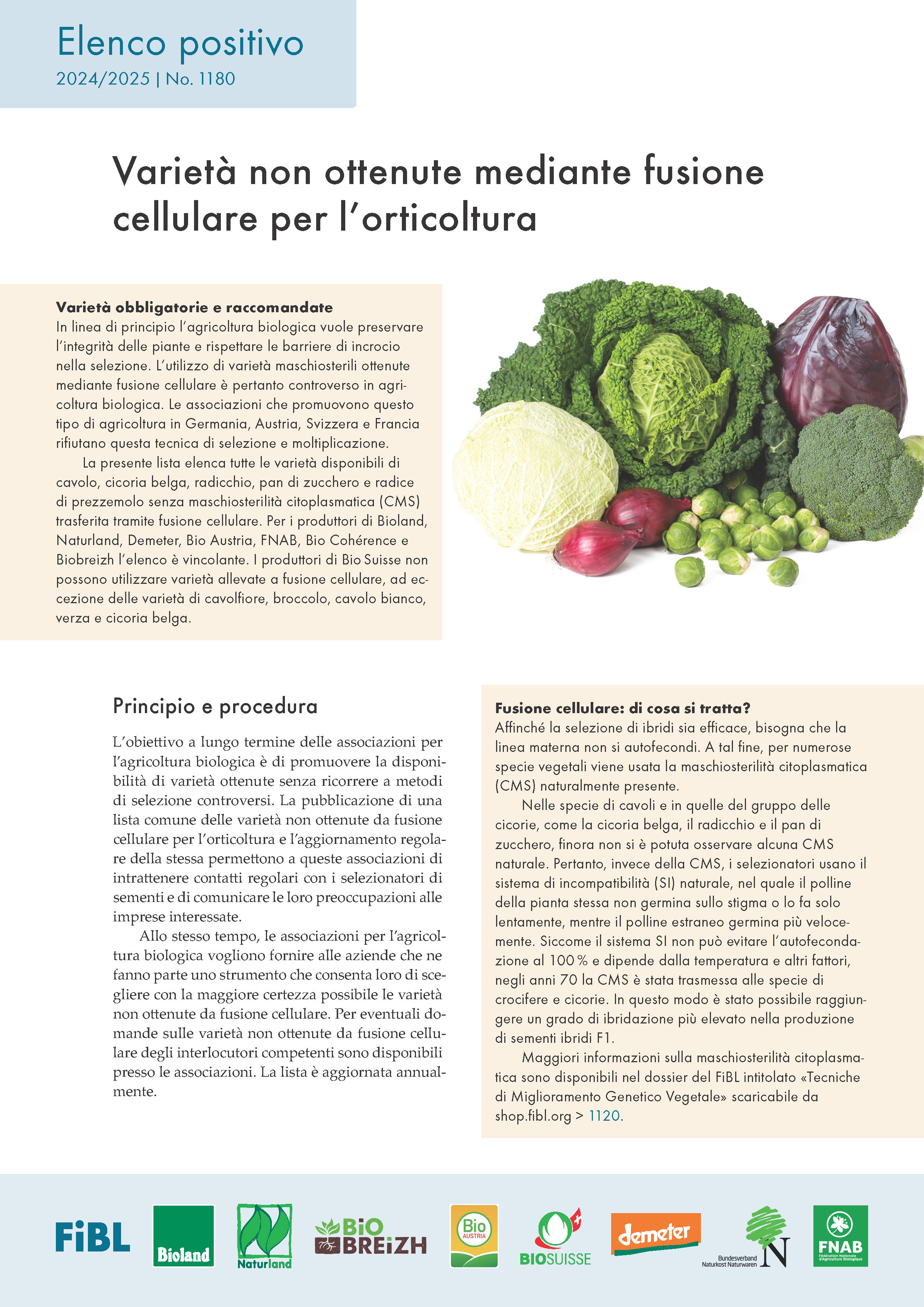 Cover: Varietà non ottenute mediante fusione cellulare per l’orticoltura