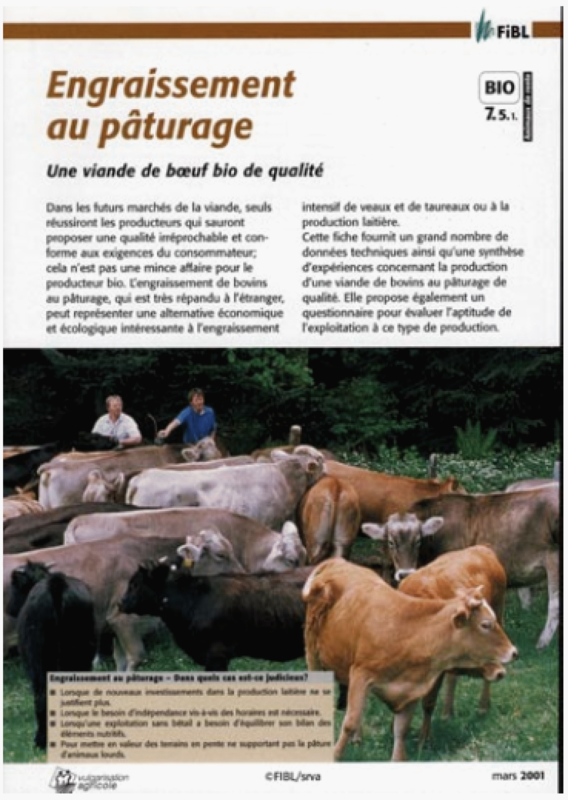 Cover: Engraissement au pâturage