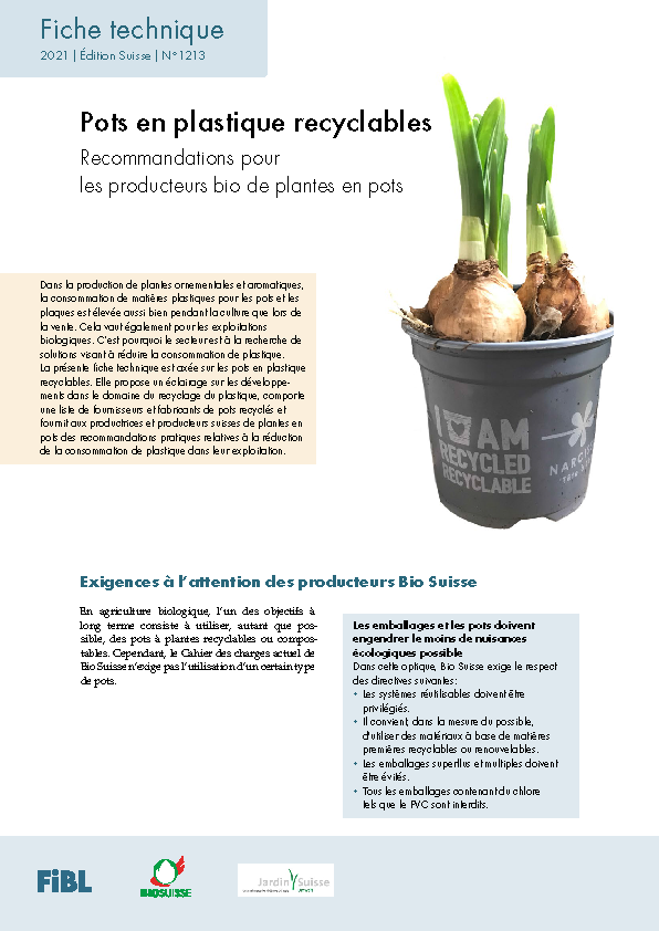 Cover: Pots en plastique recyclables