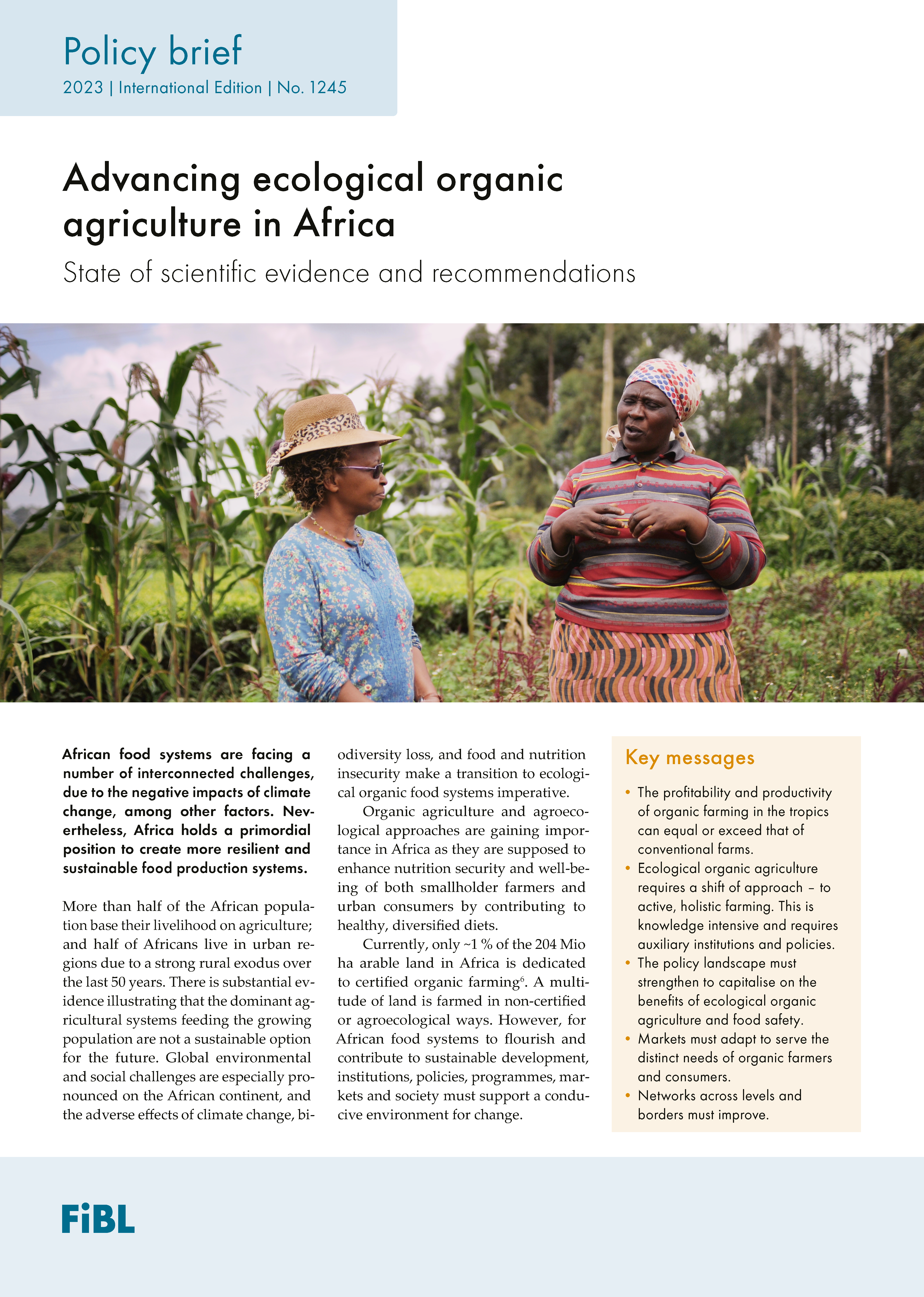 Cover: Advancing ecological organic agriculture in Africa