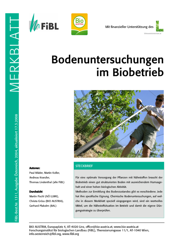 Bodenuntersuchungen im Biobetrieb