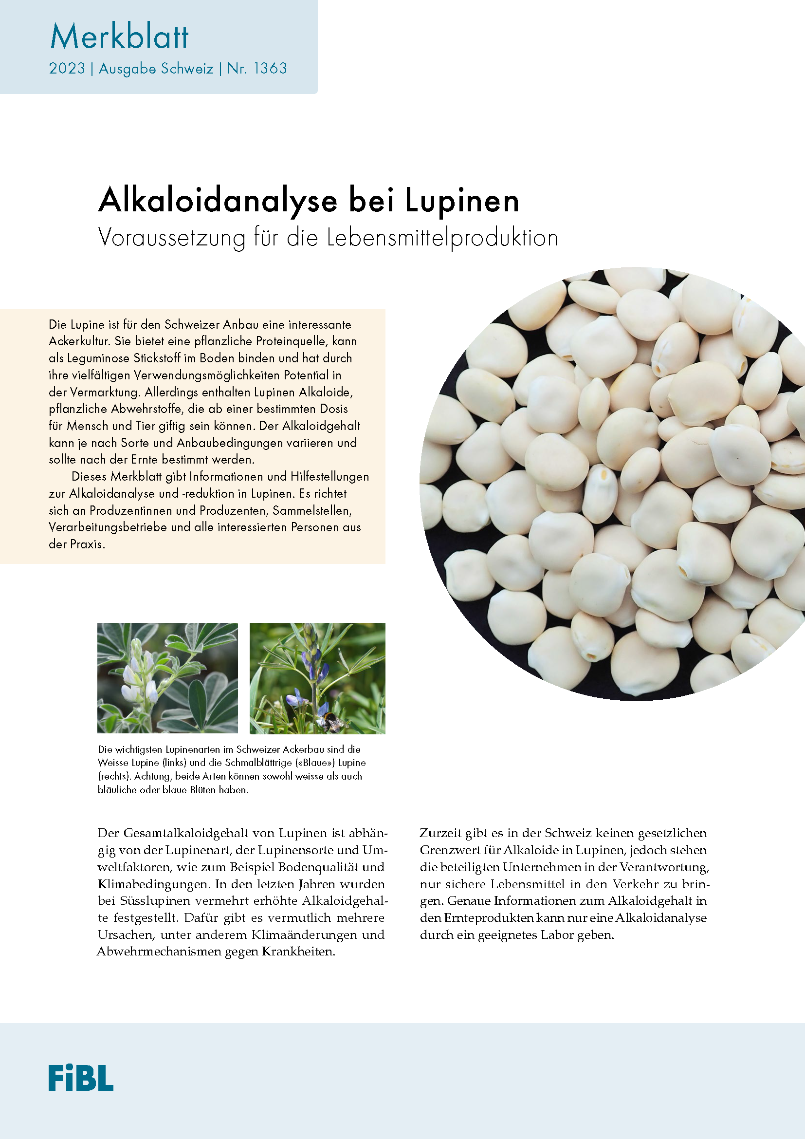 Alkaloidanalyse bei Lupinen