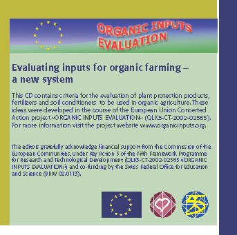 Cover: Evaluating inputs for organic farming - a new system