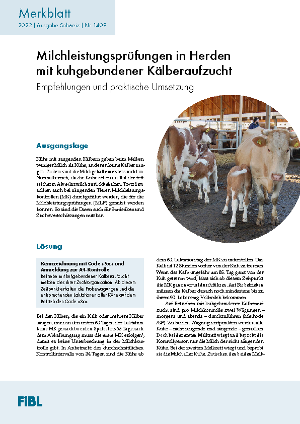 Merkblatt Milchleistungsprüfung in Herden mit kuhgebundener Kälberaufzucht