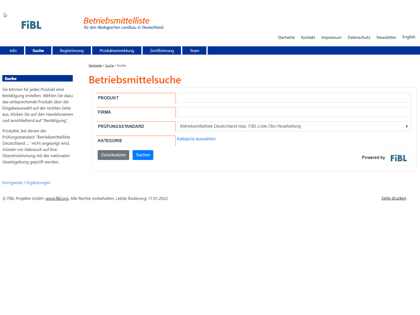 Screenshot Websitesuche betriebsmittelliste.ch