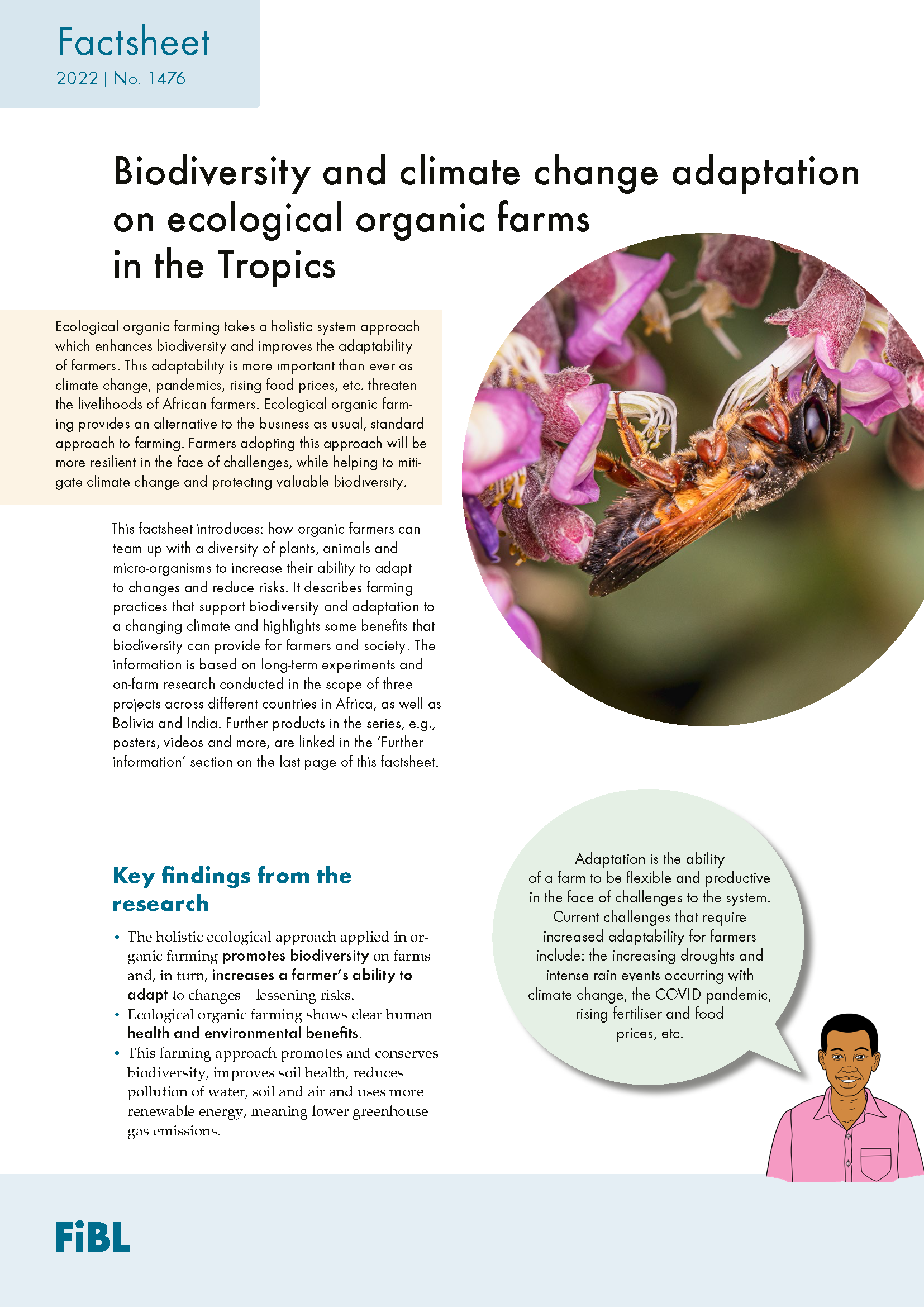 Cover: Biodiversity and climate change adaptation on ecological organic farms in the Tropics