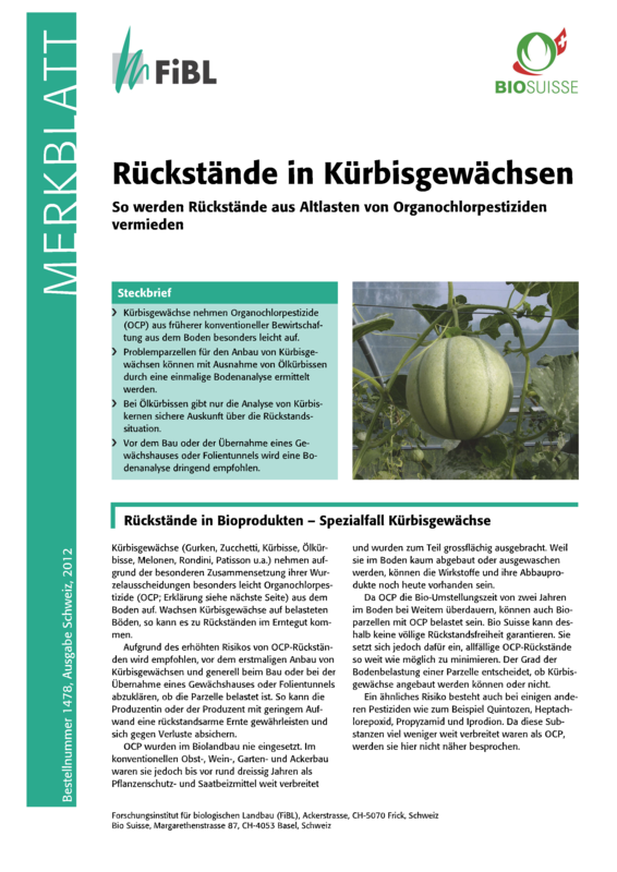 Cover: Rückstände in Kürbisgewächsen