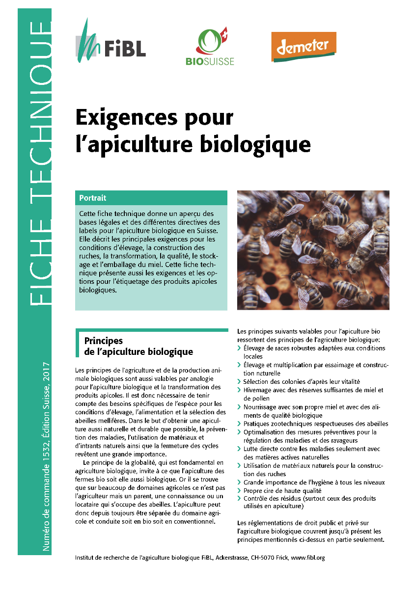 Exigences pour l'apiculture biologique