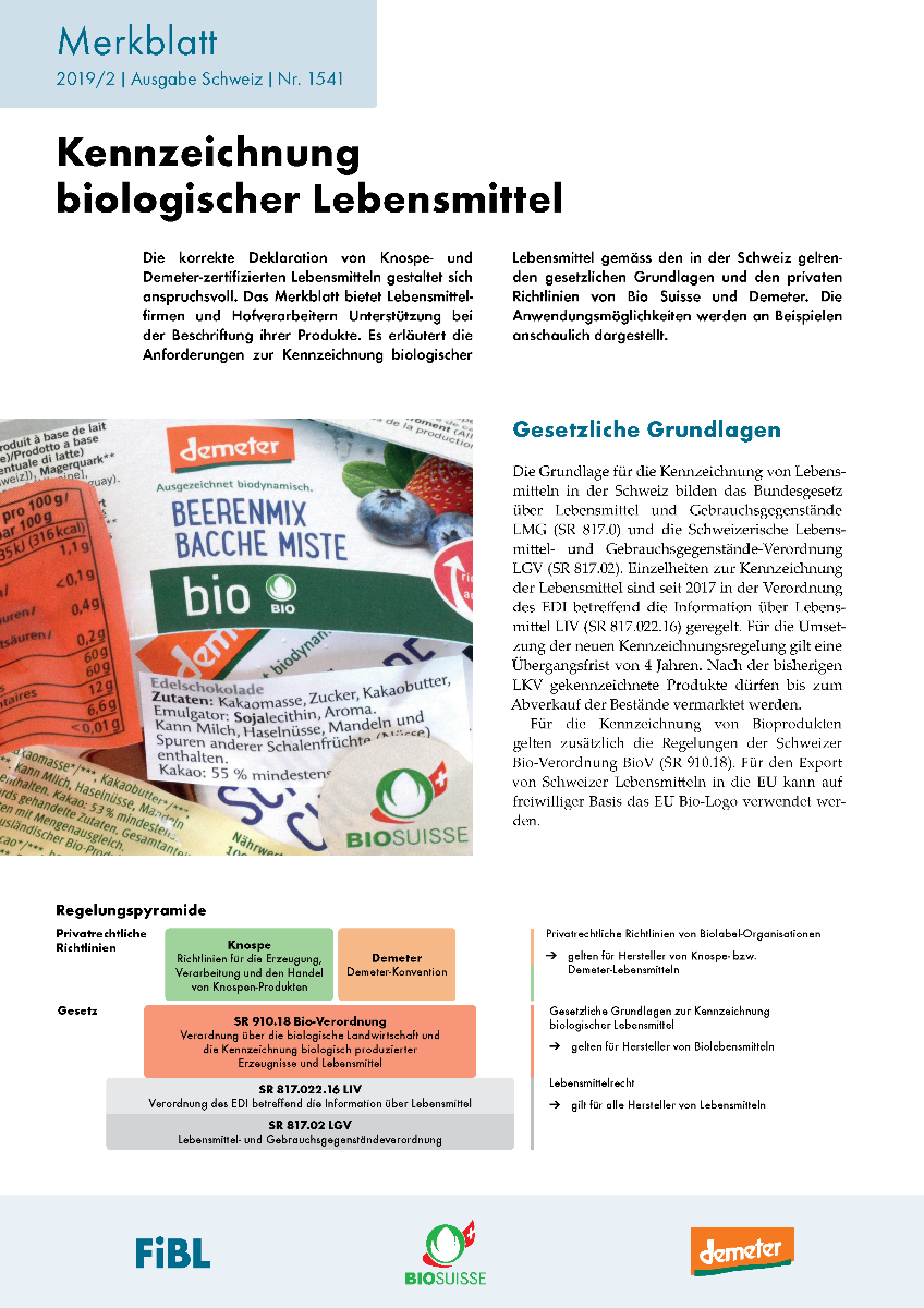 Kennzeichnung biologischer Lebensmittel