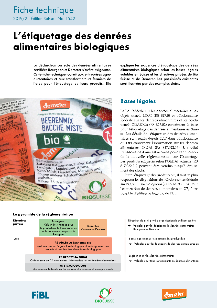 L’ étiquetage des denrées alimentaires biologiques