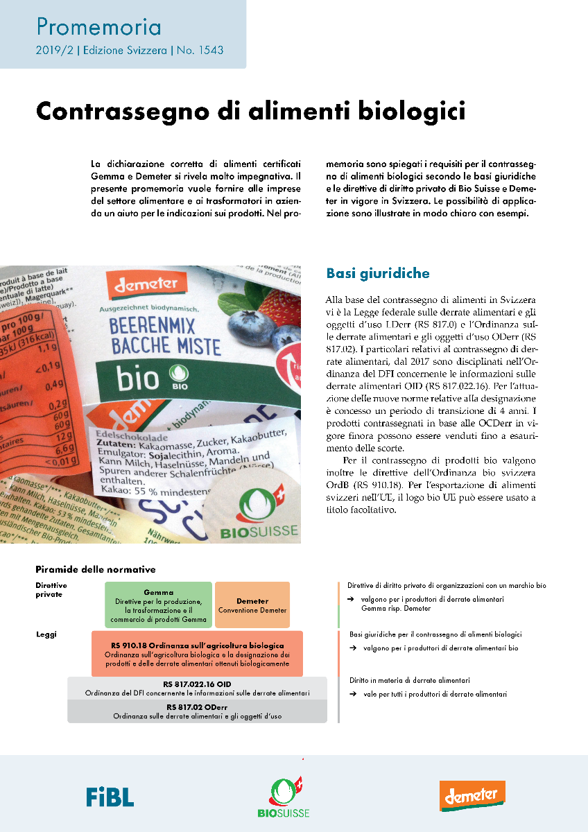 Cover: Contrassegno di alimenti biologici