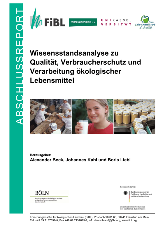 Wissensstandsanalyse zu Qualität, Verbraucherschutz und Verarbeitung ökologischer Lebensmittel