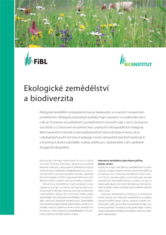 Cover: Ekologické zemědělství a biodiverzita