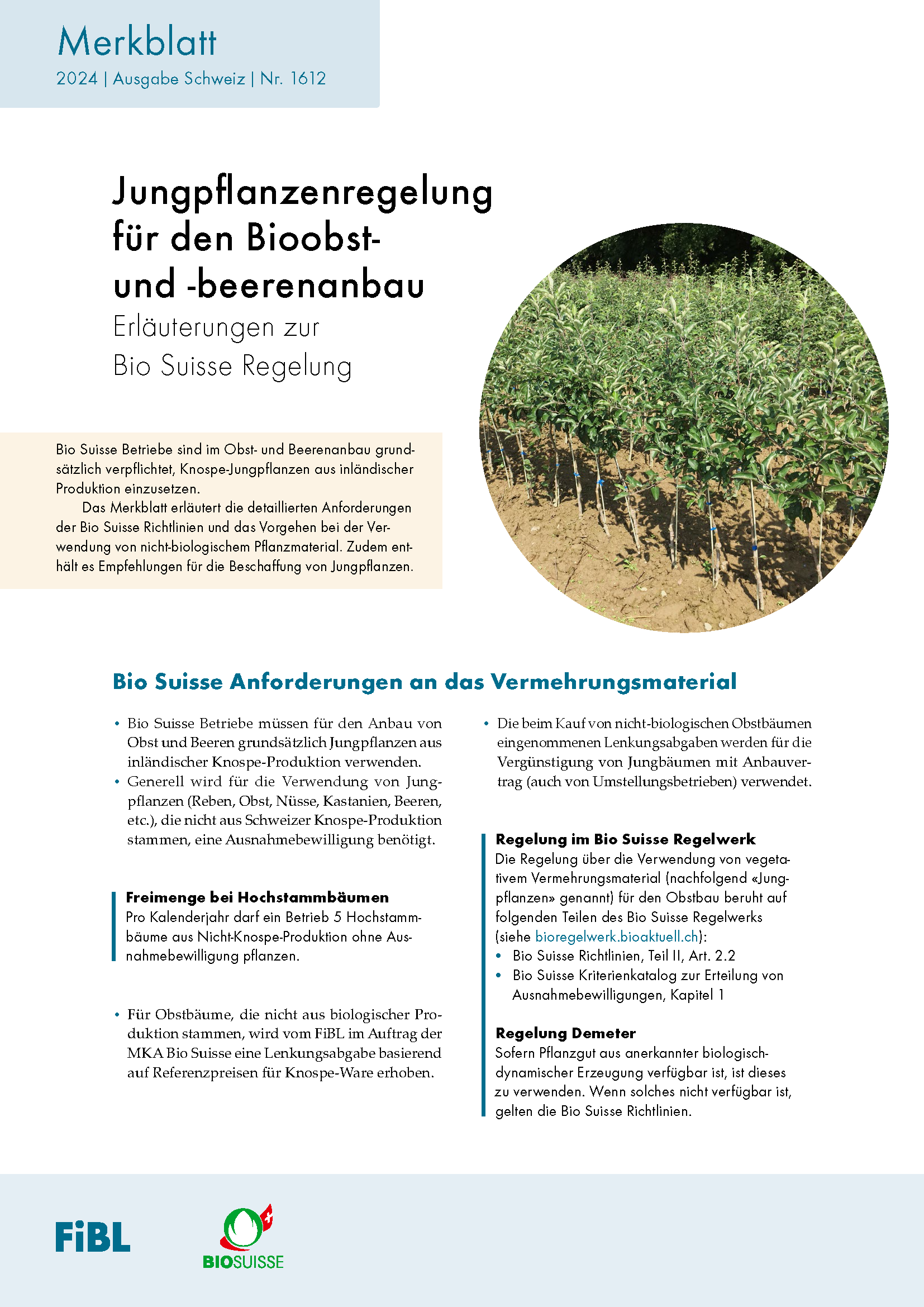 Cover: Jungpflanzenregelung im Bioobst- und -beerenanbau