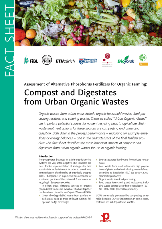 Cover: Assessment of Alternative Phosphorus Fertilizers for Organic Farming: Compost and Digestates from Urban Organic Wastes