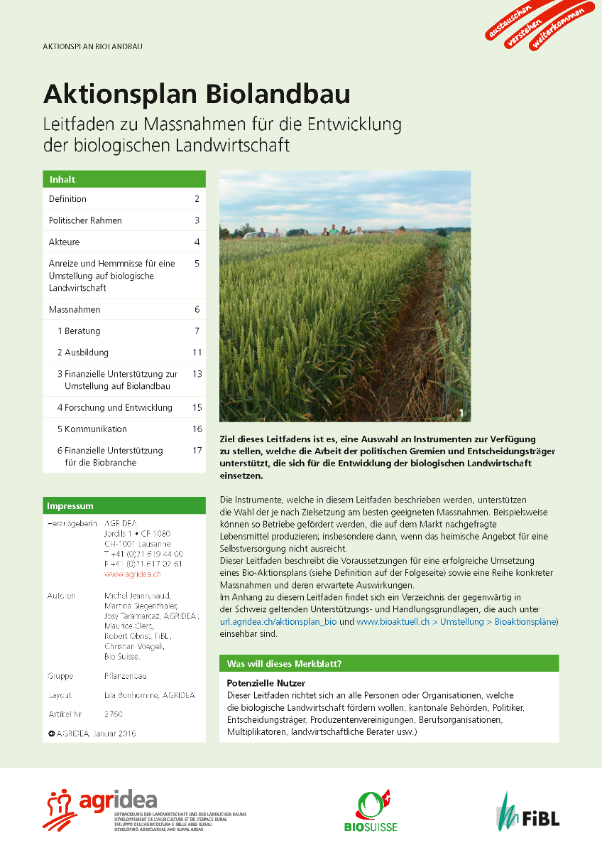 Cover: Aktionsplan Biolandbau